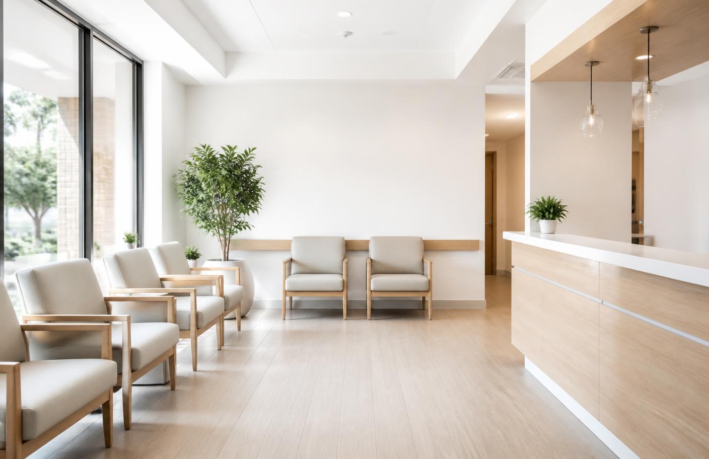 Bright, calm clinic waiting area